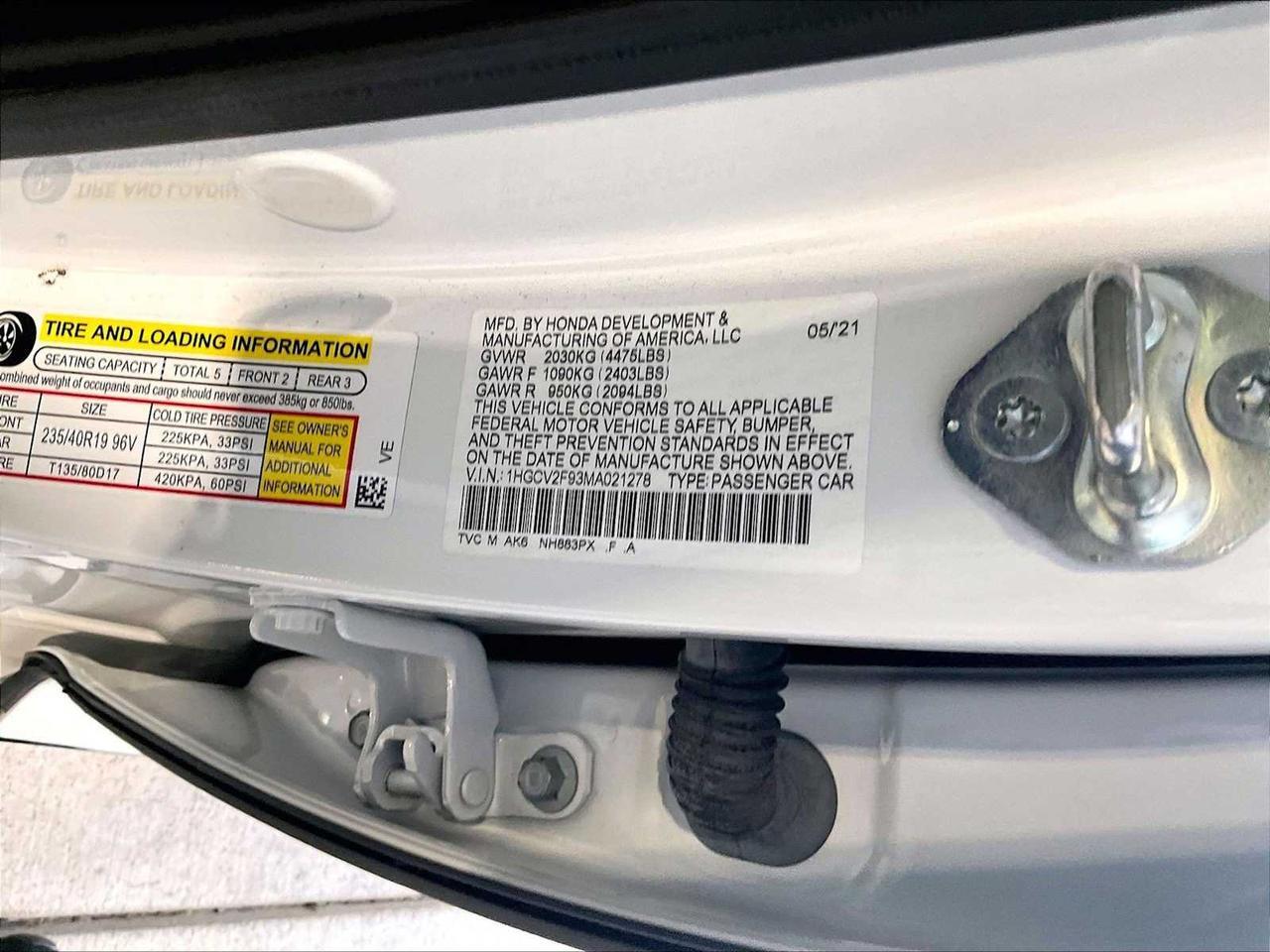 2021 Honda Accord Sedan Touring Roseville CA