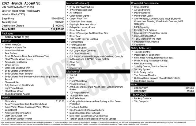 2021 Hyundai Accent SE Raleigh NC