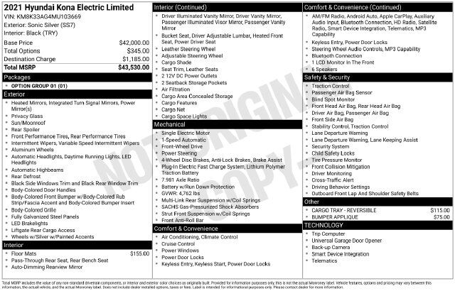 2021 Hyundai Kona Electric Limited Raleigh NC