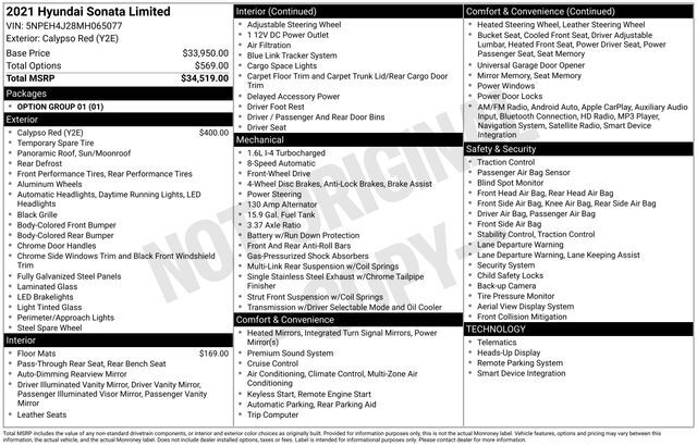 2021 Hyundai Sonata Limited Raleigh NC