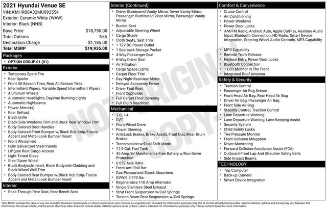 2021 Hyundai Venue SE Raleigh NC