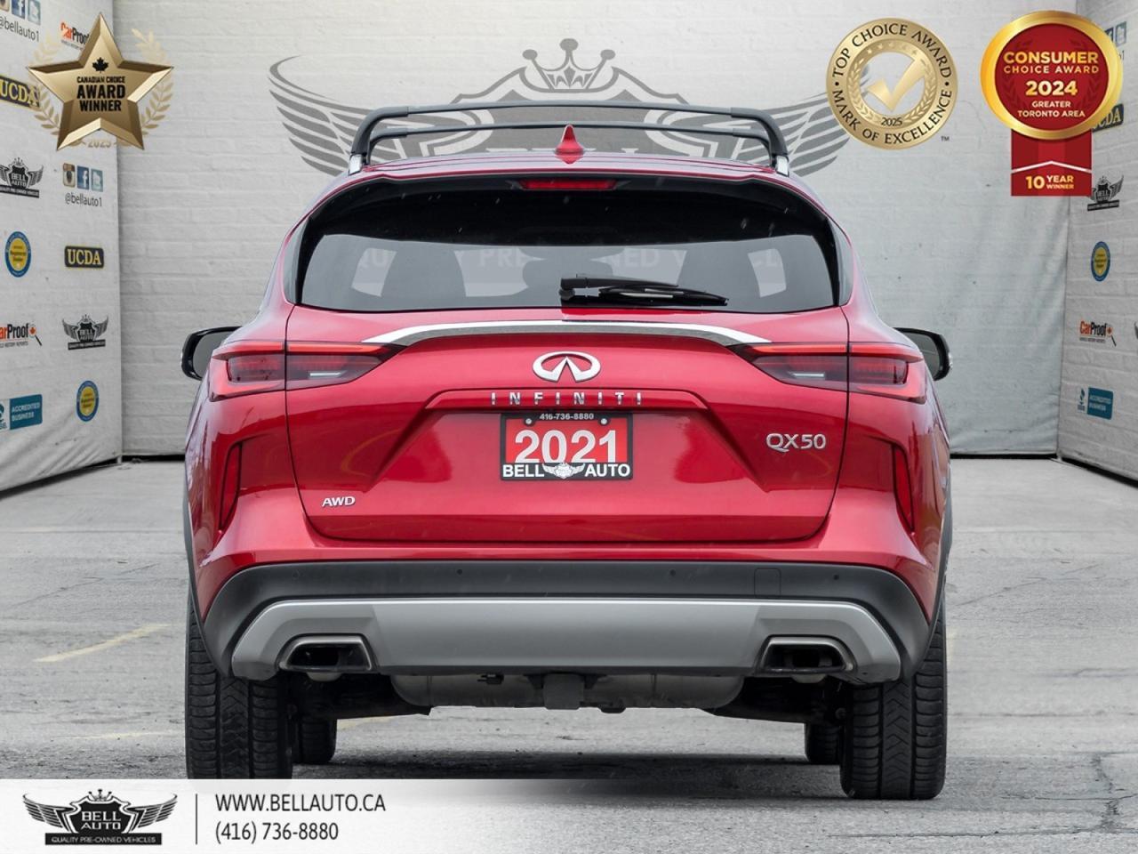 2021 INFINITI QX50 Sensory, 360CAM, HUD, LTHR, NAVI, PANO, B.SPOT, BOSE, SENSORS, WOODTRIM, NOACCIDENT Toronto ON