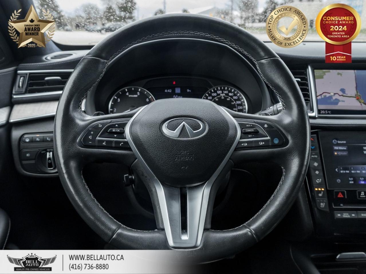 2021 INFINITI QX50 Sensory, 360CAM, HUD, LTHR, NAVI, PANO, B.SPOT, BOSE, SENSORS, WOODTRIM, NOACCIDENT Toronto ON