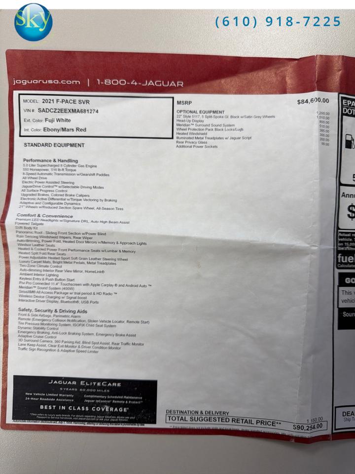 2021 Jaguar F-PACE AWD SVR West Chester PA