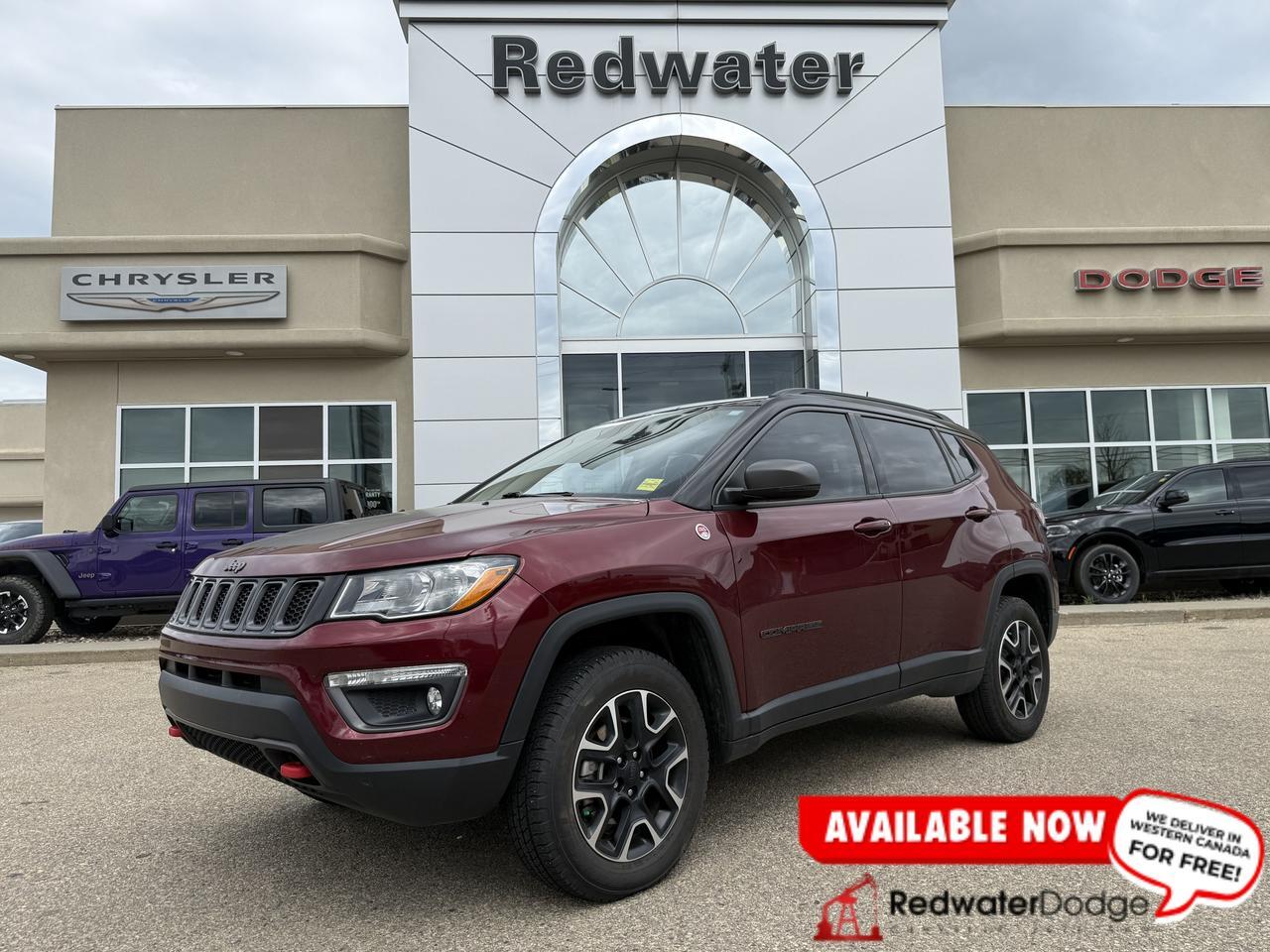 2021 Jeep Compass Trailhawk 4x4 | Low KMs | I4 Engine | Velvet Red Pearl | NAV | Power Liftgate | Dual Pane Sunroof