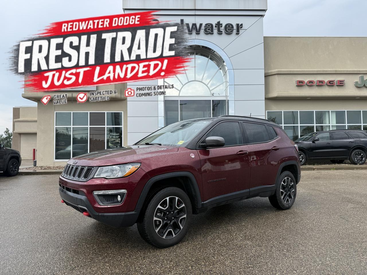 2021 Jeep Compass Trailhawk 4x4 | Low KMs | I4 Engine | Velvet Red Pearl | NAV | Power Liftgate | Dual Pane Sunroof