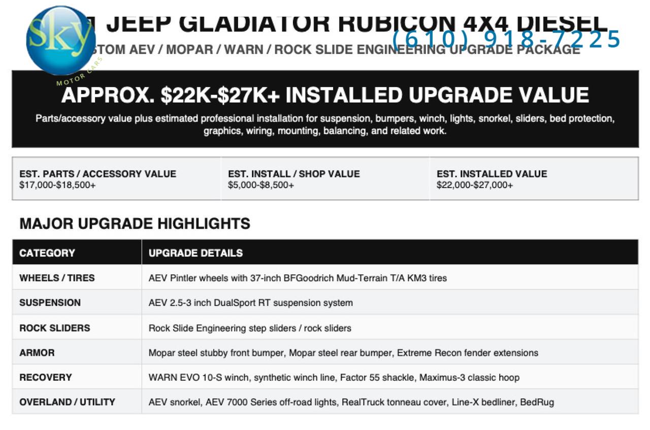 2021 Jeep Gladiator 4WD Rubicon DIESEL 37's AEV UPFIT West Chester PA