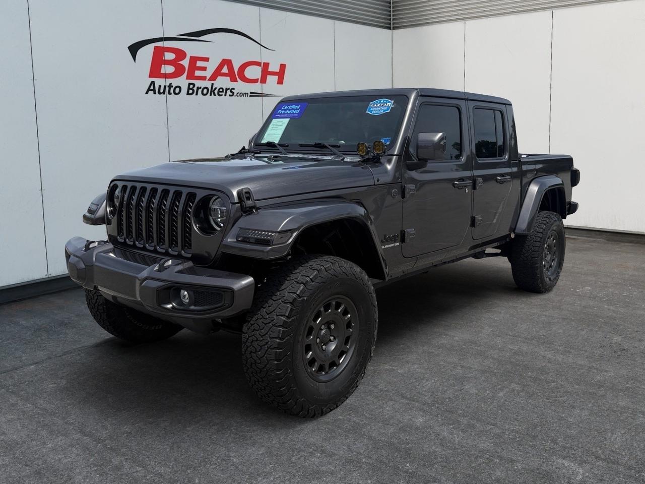 2021 Jeep Gladiator High Altitude, HEATED SEATS, APPLE CARPLAY/ANDROID AUTO, UNIVERSAL GARAGE DOOR OPENER, BED LINER, SLIDING REAR WINDOW, BACKUP CAMERA, POWER/HEATED MIRRORS, REMOTE START, CLEAN CARFAX!