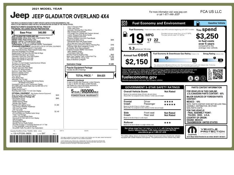 2021 Jeep Gladiator Overland Crew Cab 4WD Arlington VA