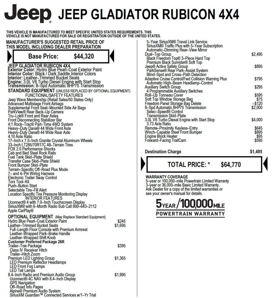 2021 Jeep Gladiator Rubicon 4X4 / Turbo Diesel / LED Lighting / UPGRADES! Lincolnton NC