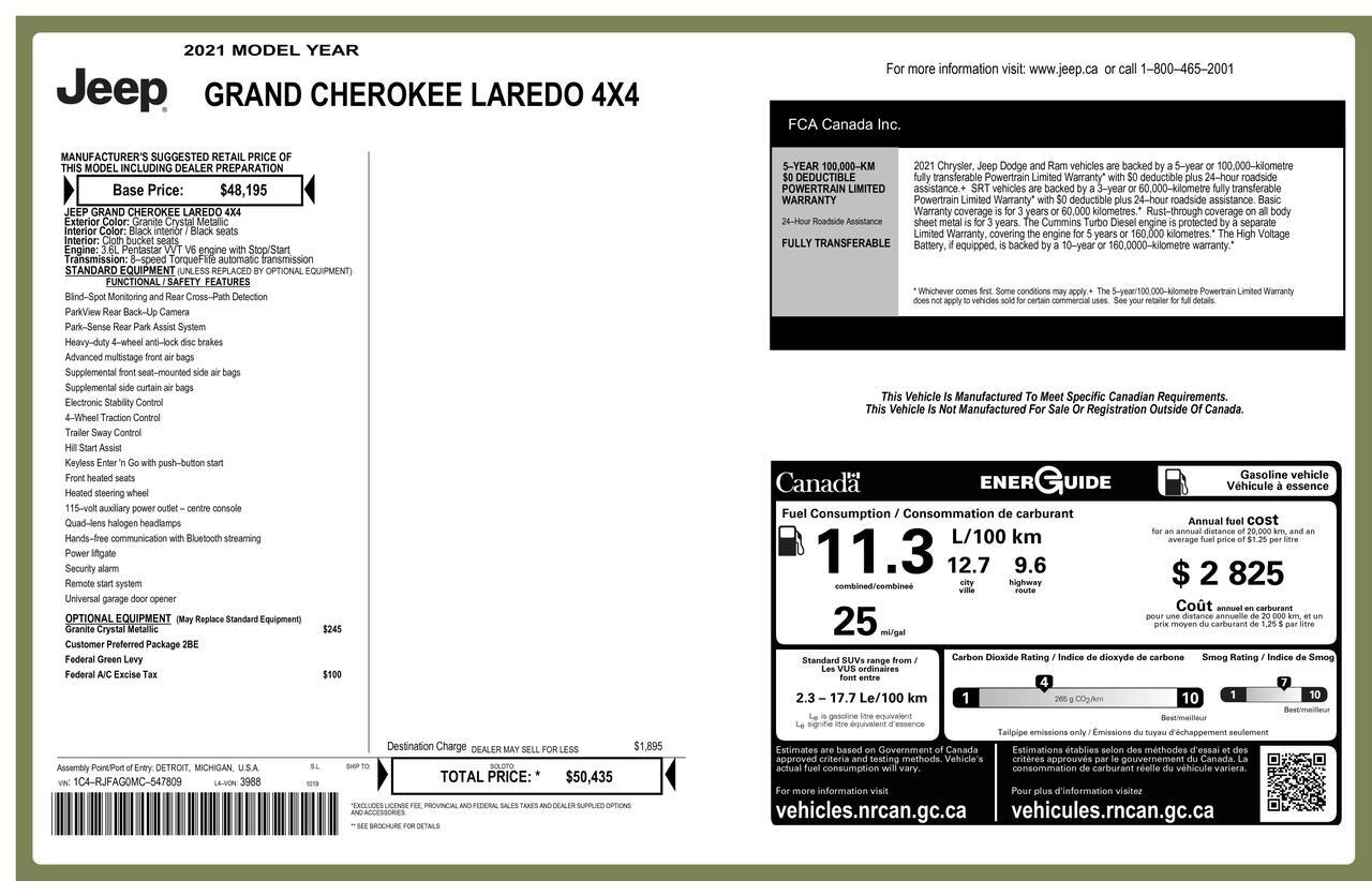 2021 Jeep Grand Cherokee 4x4 Laredo PSeat BCam Red Deer AB