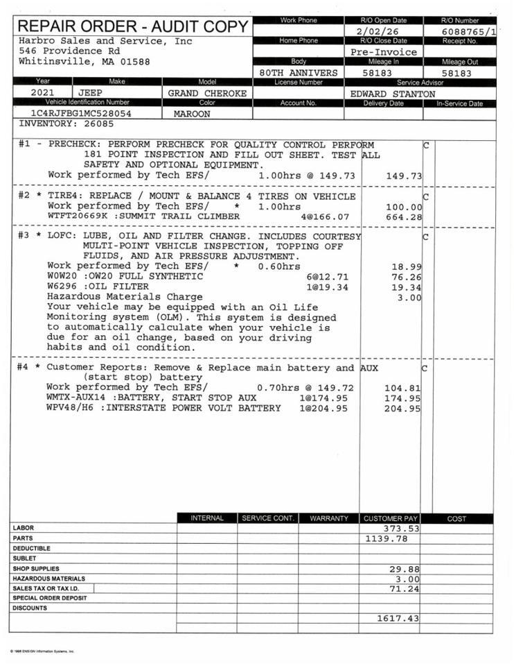 2021 Jeep Grand Cherokee 80th Anniversary - WELL MAINTAINED - NEW TIRES Webster MA