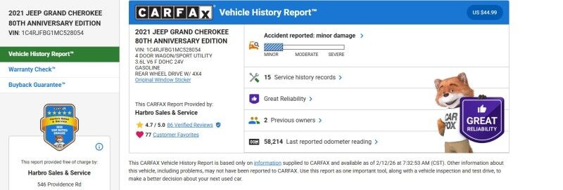 2021 Jeep Grand Cherokee 80th Anniversary - WELL MAINTAINED - NEW TIRES Webster MA