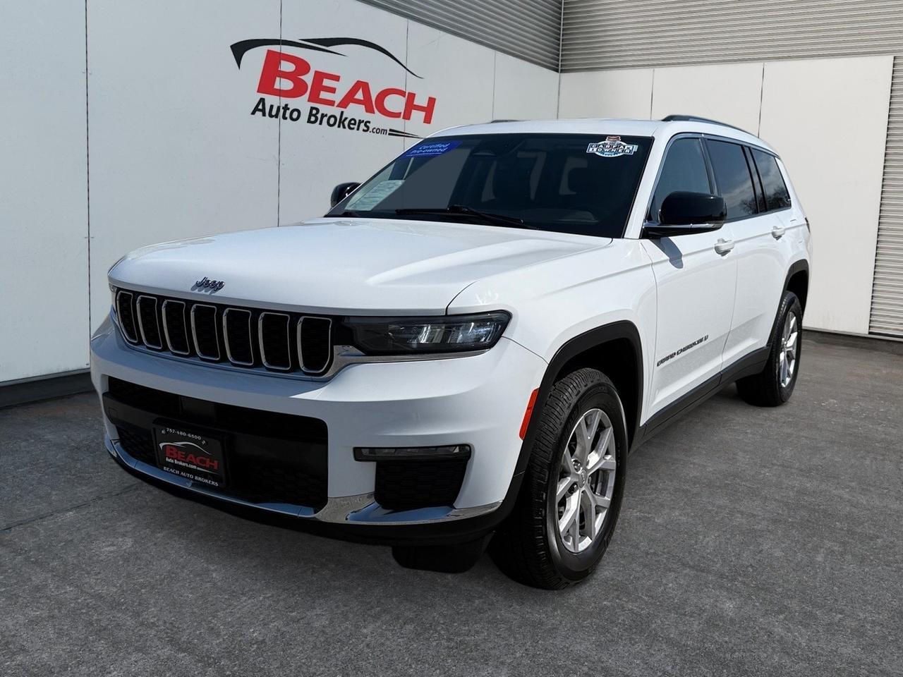 2021 Jeep Grand Cherokee L Limited, APPLE CARPLAY/ANDROID AUTO, HEATED SEATS, HEATED REAR SEATS, WIFI, POWER LIFTGATE, BACKUP CAMERA, UNIVERSAL GARAGE DOOR OPENER, NAVIGATION, HEATED STEERING WHEEL, ONLY 1 OWNER!
