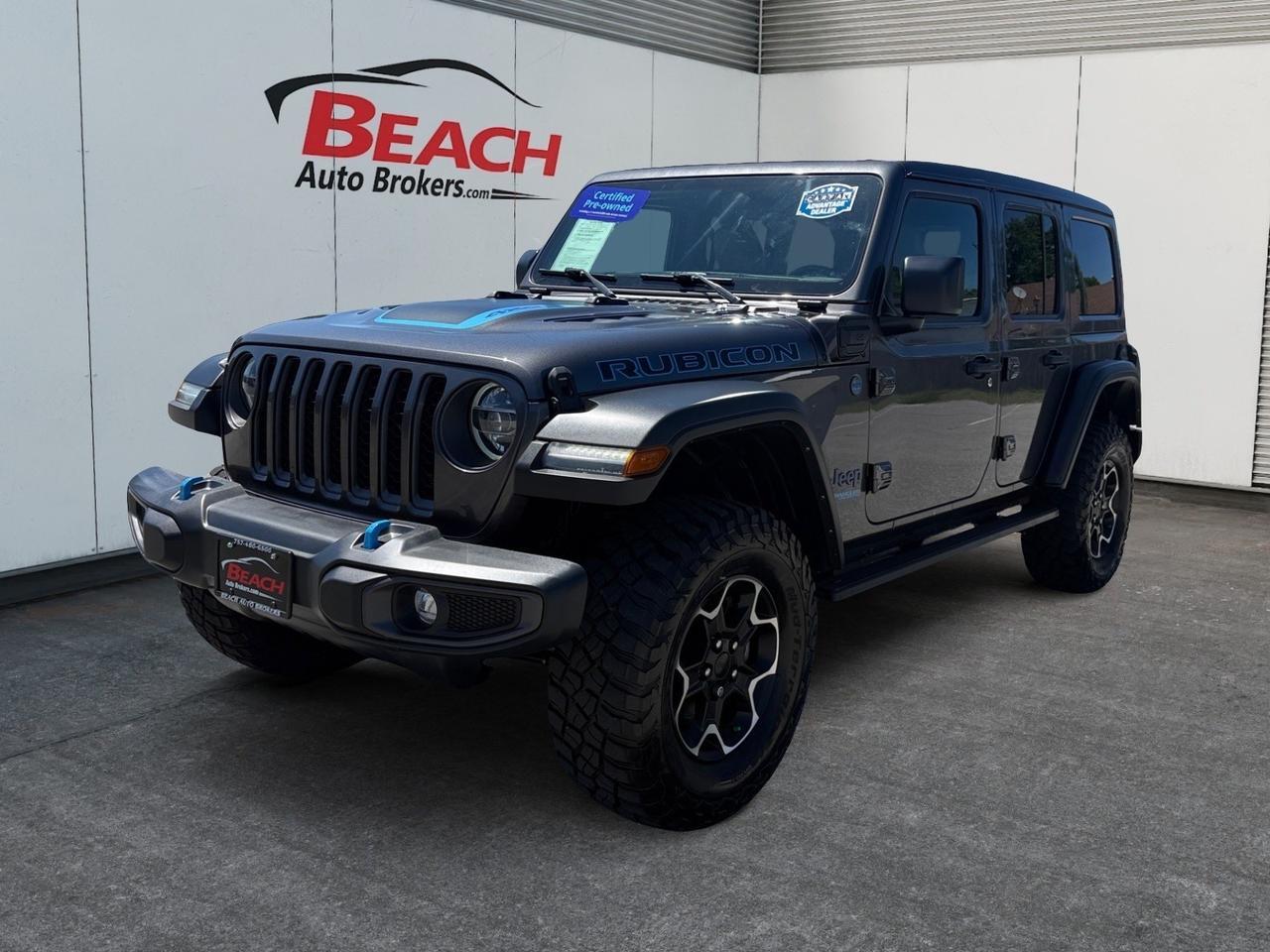 2021 Jeep Wrangler 4xe Unlimited Rubicon, HEATED SEATS, APPLE CARPLAY/ANDROID AUTO, UNIVERSAL GARAGE DOOR OPENER, RUNNING BOARDS, BACKUP CAMERA, POWER/HEATED MIRRORS, REMOTE START, CLEAN CARFAX, THIS JEEP IS READY FOR IT'S NEXT ADVENTURE!