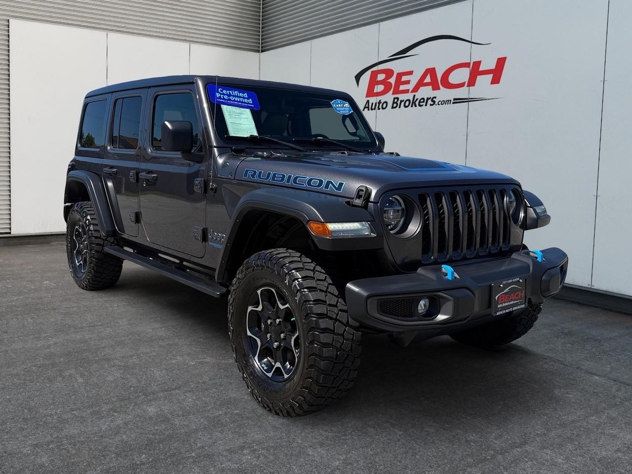 2021 Jeep Wrangler 4xe Unlimited Rubicon, HEATED SEATS, APPLE CARPLAY/ANDROID AUTO, UNIVERSAL GARAGE DOOR OPENER, RUNNING BOARDS, BACKUP CAMERA, POWER/HEATED MIRRORS, REMOTE START, CLEAN CARFAX, THIS JEEP IS READY FOR IT'S NEXT ADVENTURE!