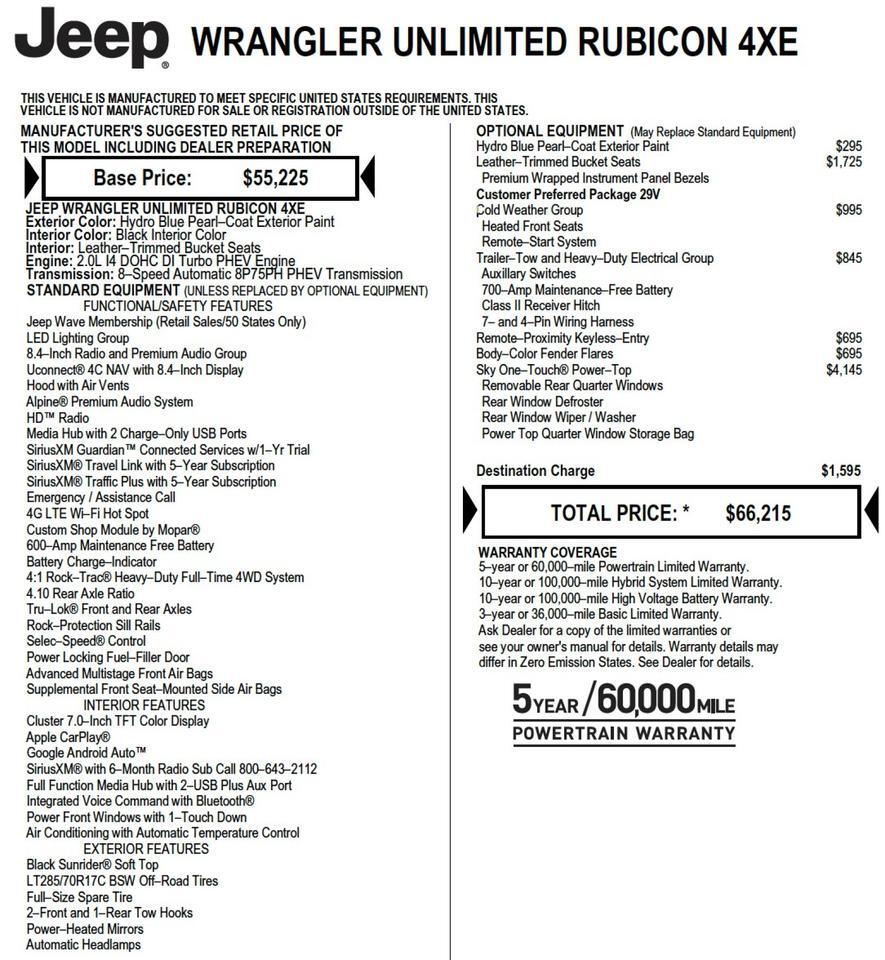 2021 Jeep Wrangler 4xe Unlimited Rubicon / Sky One Roof / Heated Seats! Lincolnton NC