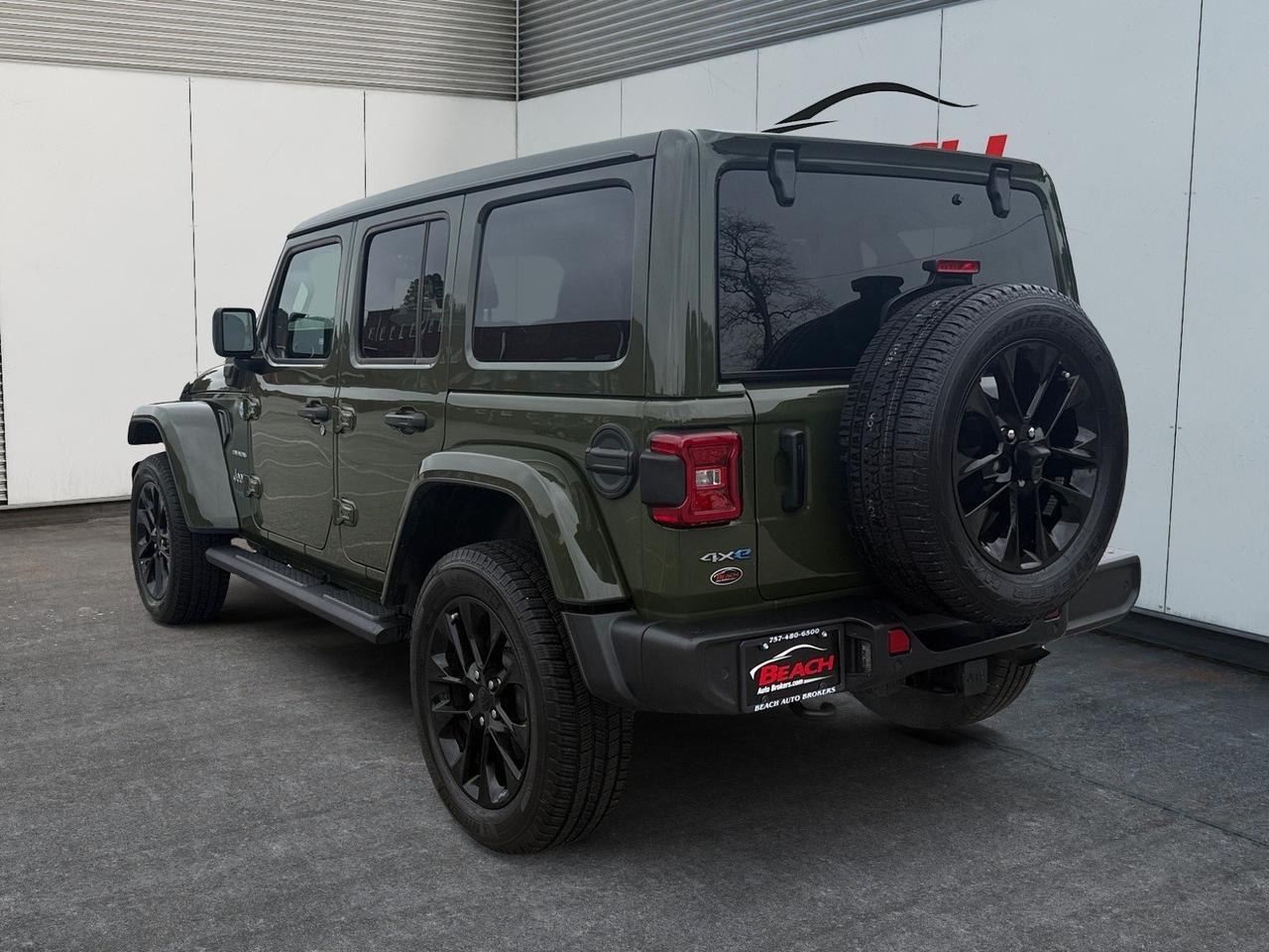 2021 Jeep Wrangler 4xe Unlimited Sahara, APPLE CARPLAY/ANDROID AUTO, ALPINE SPEAKERS, BACKUP CAMERA, POWER AND HEATED MIRRORS, HEATED SEATS, ONLY 1 OWNER, CLEAN CARFAX, COME AND TEST DRIVE TODAY! Norfolk VA