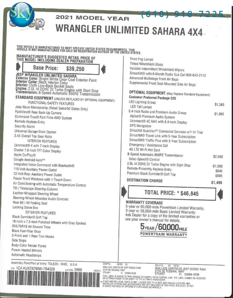 2021 Jeep Wrangler Unlimited 4WD Sahara LIFTED $25K UPGRADES West Chester PA