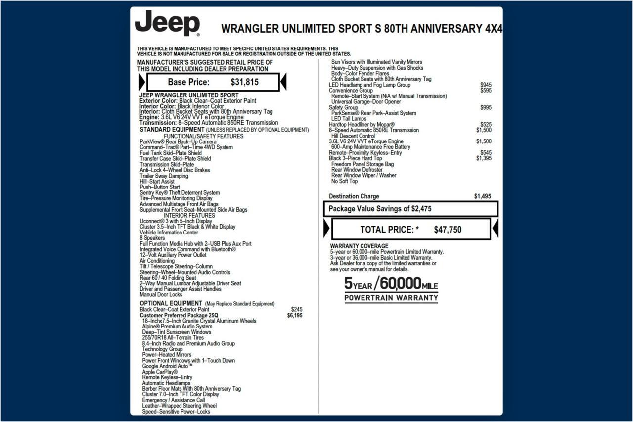 2021 Jeep Wrangler Unlimited 80th Anniversary 4X4 / UPGRADES / Fuel Wheels Lincolnton NC