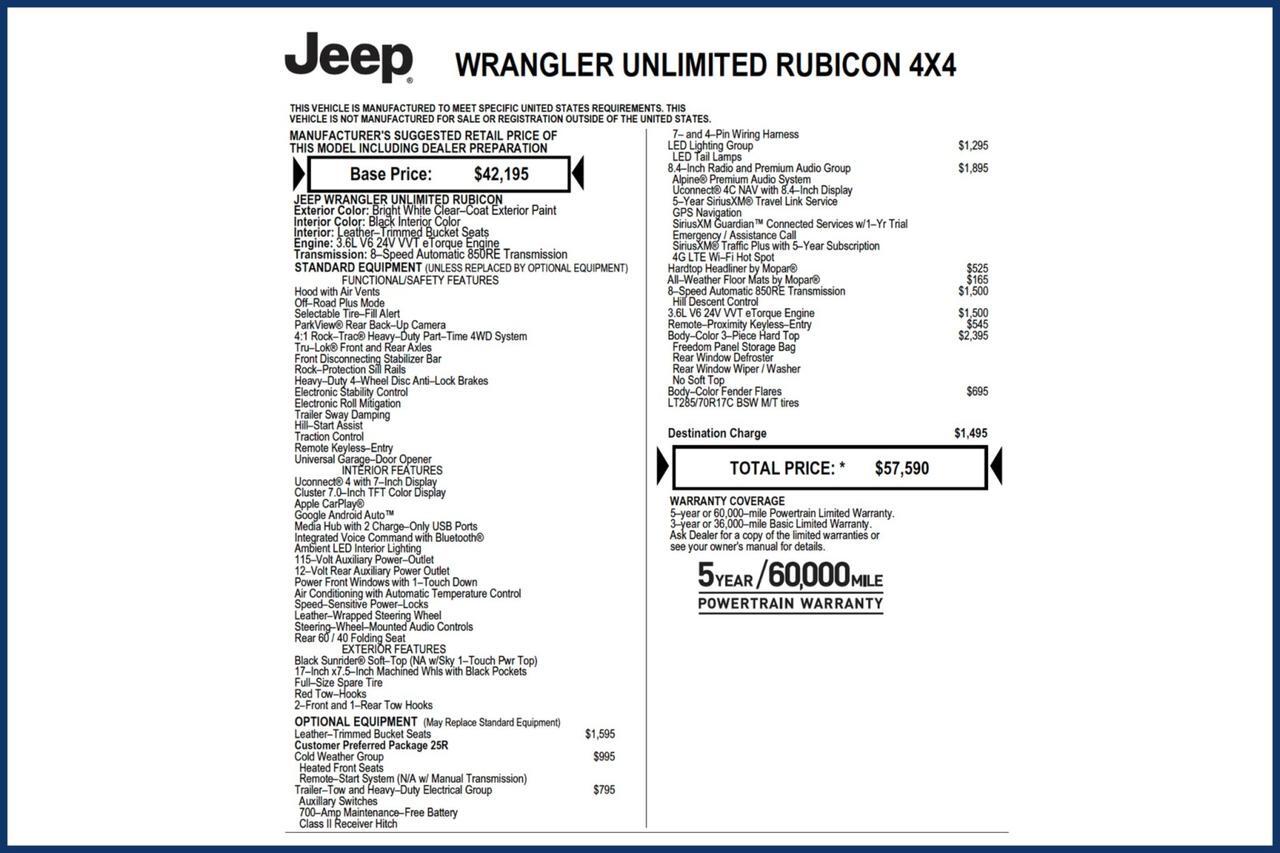2021 Jeep Wrangler Unlimited Rubicon 4X4 / Cold Weather Group / 3.6L V6! High Point NC