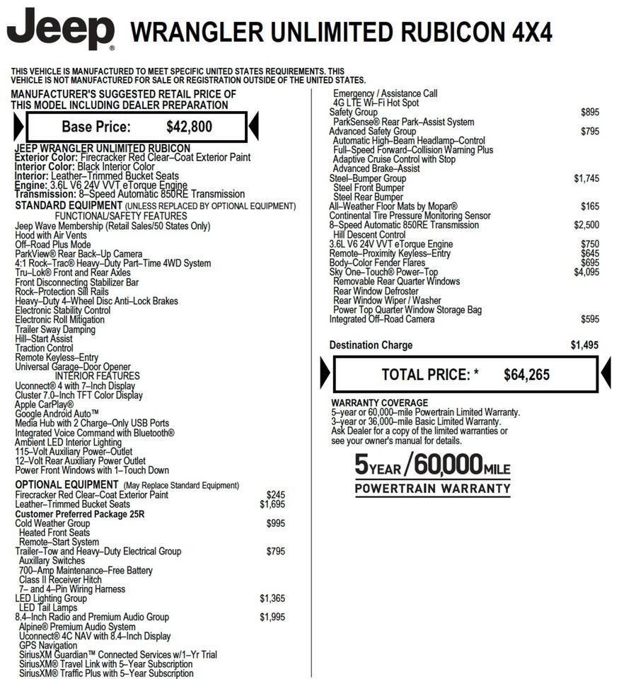 2021 Jeep Wrangler Unlimited Rubicon 4X4 / Steel Bumper Group / Sky One Top! Lincolnton NC