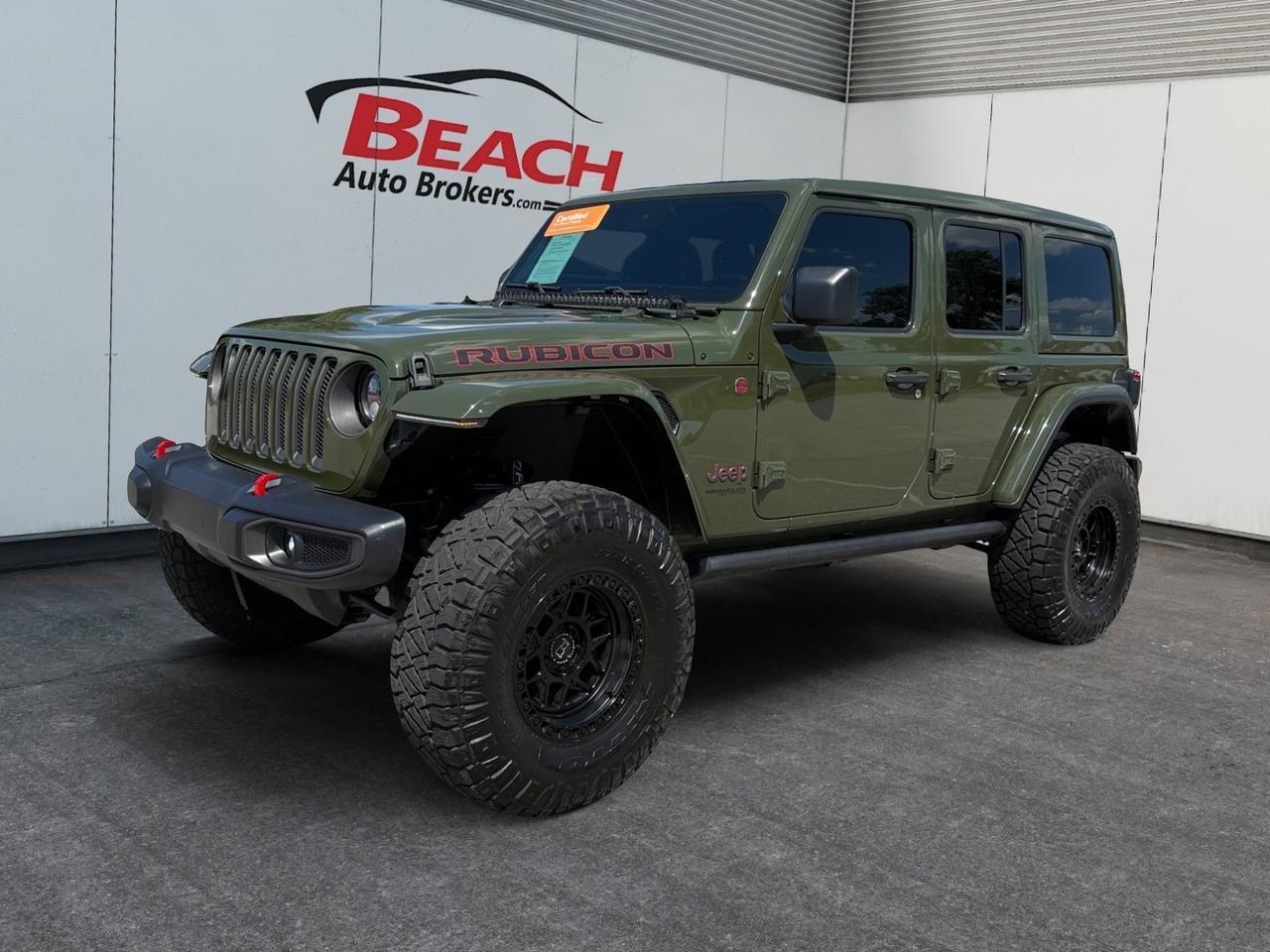 2021 Jeep Wrangler Unlimited Rubicon, POWER TOP QUARTER WINDOW STORAGE BAG, REMOVABLE REAR QUARTER WINDOWS, REAR PARK ASSIST, GPS NAVIGATION, HEATED FRONT SEATS, APPLE CARPLAY/ ANDROID AUTO, THIS WONT LAST LONG COME AND SEE IT TODAY!
