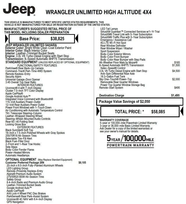 2021 Jeep Wrangler Unlimited Sahara High Altitude 4X4 / Sky One Roof! High Point NC