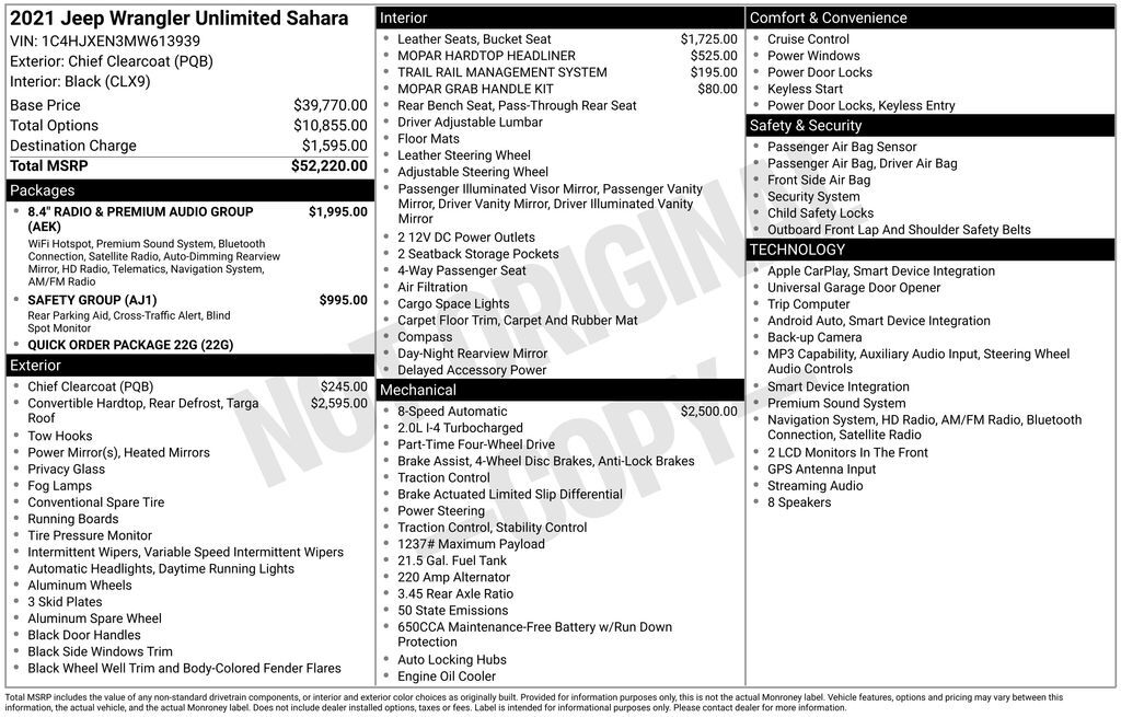 2021 Jeep Wrangler Unlimited Sahara OR
