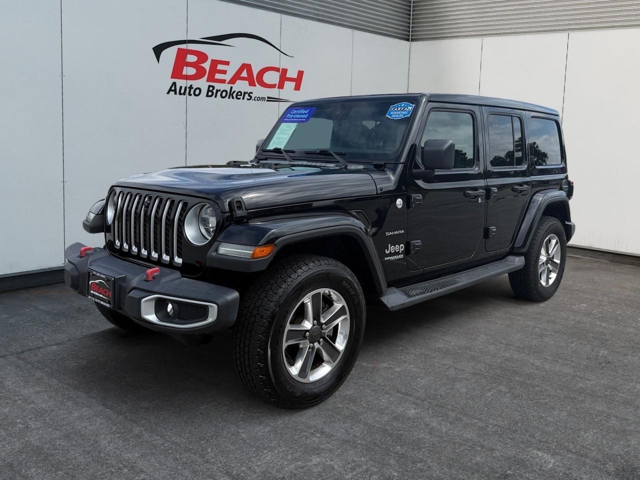 2021 Jeep Wrangler Unlimited Sahara, UNIVERSAL GARAGE DOOR OPENER, HEATED SEATS, REMOTE START, TOW PACKAGE, NAVIGATION, APPLE CARPLAY/ANDROID AUTO, BACKUP CAMERA, CLEAN CARFAX, ONLY 1 OWNER!