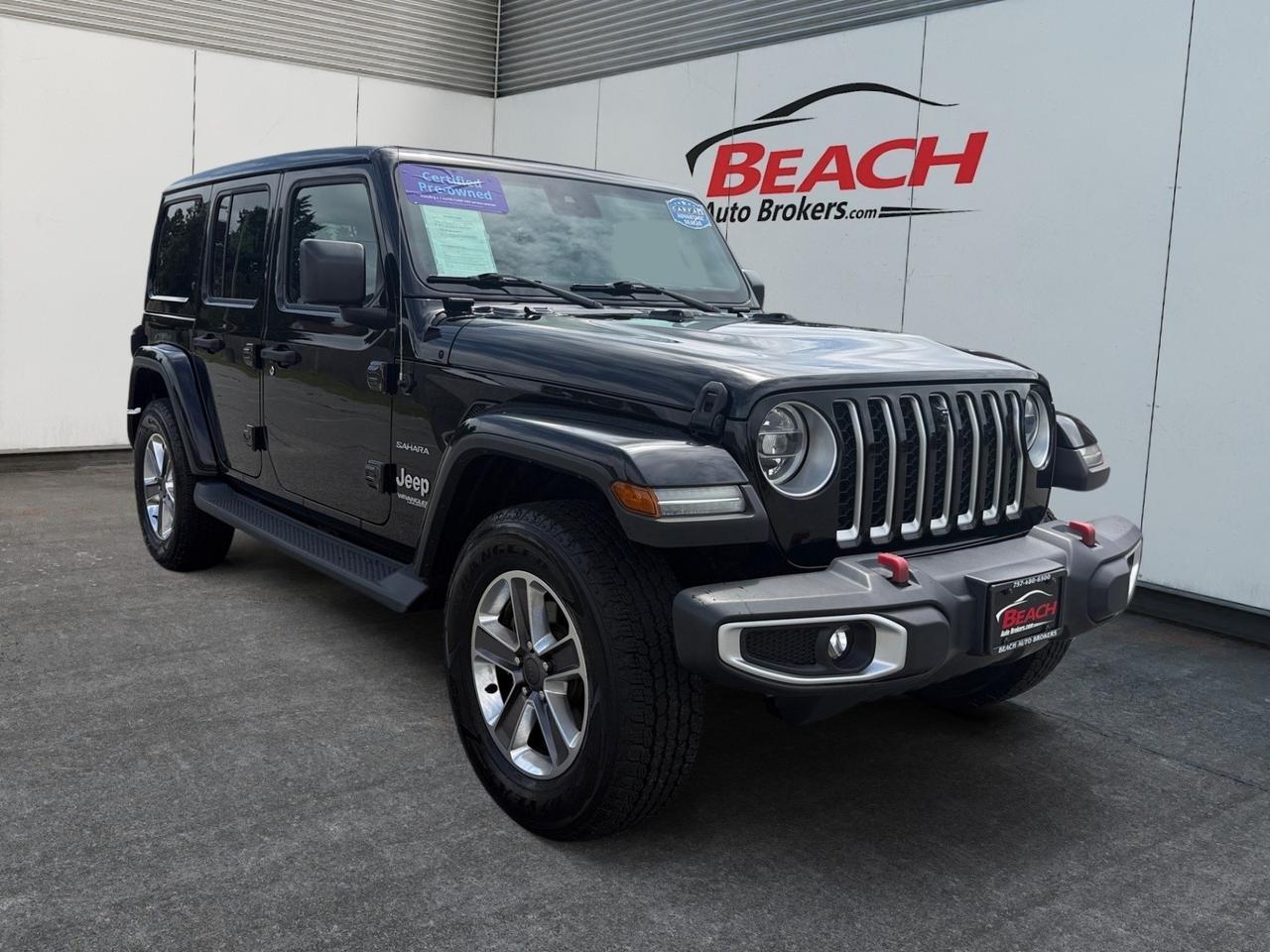 2021 Jeep Wrangler Unlimited Sahara, UNIVERSAL GARAGE DOOR OPENER, HEATED SEATS, REMOTE START, TOW PACKAGE, NAVIGATION, APPLE CARPLAY/ANDROID AUTO, BACKUP CAMERA, CLEAN CARFAX, ONLY 1 OWNER!
