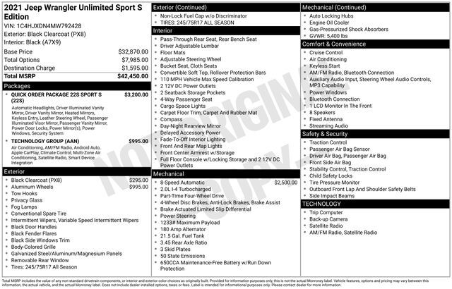 2021 Jeep Wrangler Unlimited Sport S Raleigh NC