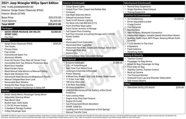2021 Jeep Wrangler Willys Sport Raleigh NC