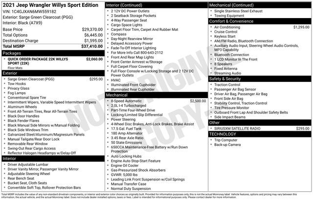 2021 Jeep Wrangler Willys Sport Raleigh NC