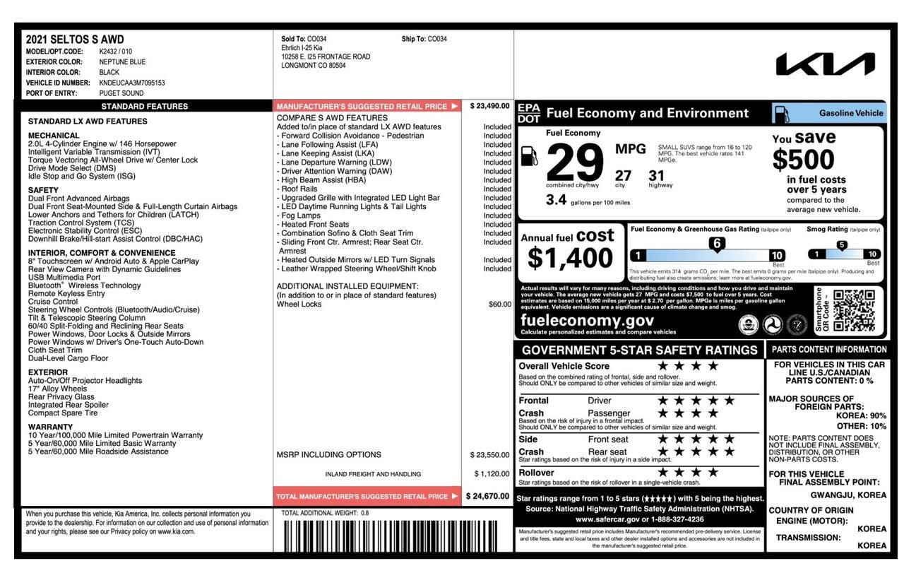2021 Kia Seltos S AWD Tallmadge OH