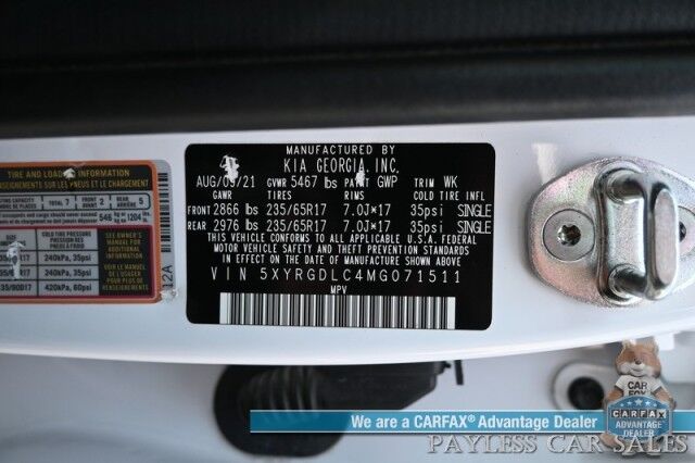 2021 Kia Sorento LX / AWD / Premium Cloth Seats / Lane Departure & Collision Alert / Apple CarPlay & Android Auto / Back Up Camera / Cruise Control / USB Jacks / 3rd Row / Seats 7 / Keyless Entry / Aluminum Wheels / Tow Pkg / 25 MPG / 1-Owner Anchorage AK 2021 Kia Sorento LX / AWD / Premium Cloth Seats / Lane Departure & Collision Alert / Apple CarPlay & Android Auto / Back Up Camera / Cruise Control / USB Jacks / 3rd Row / Seats 7 / Keyless Entry / Aluminum Wheels / Tow Pkg / 25 MPG / 1-Owner Anchorage AK