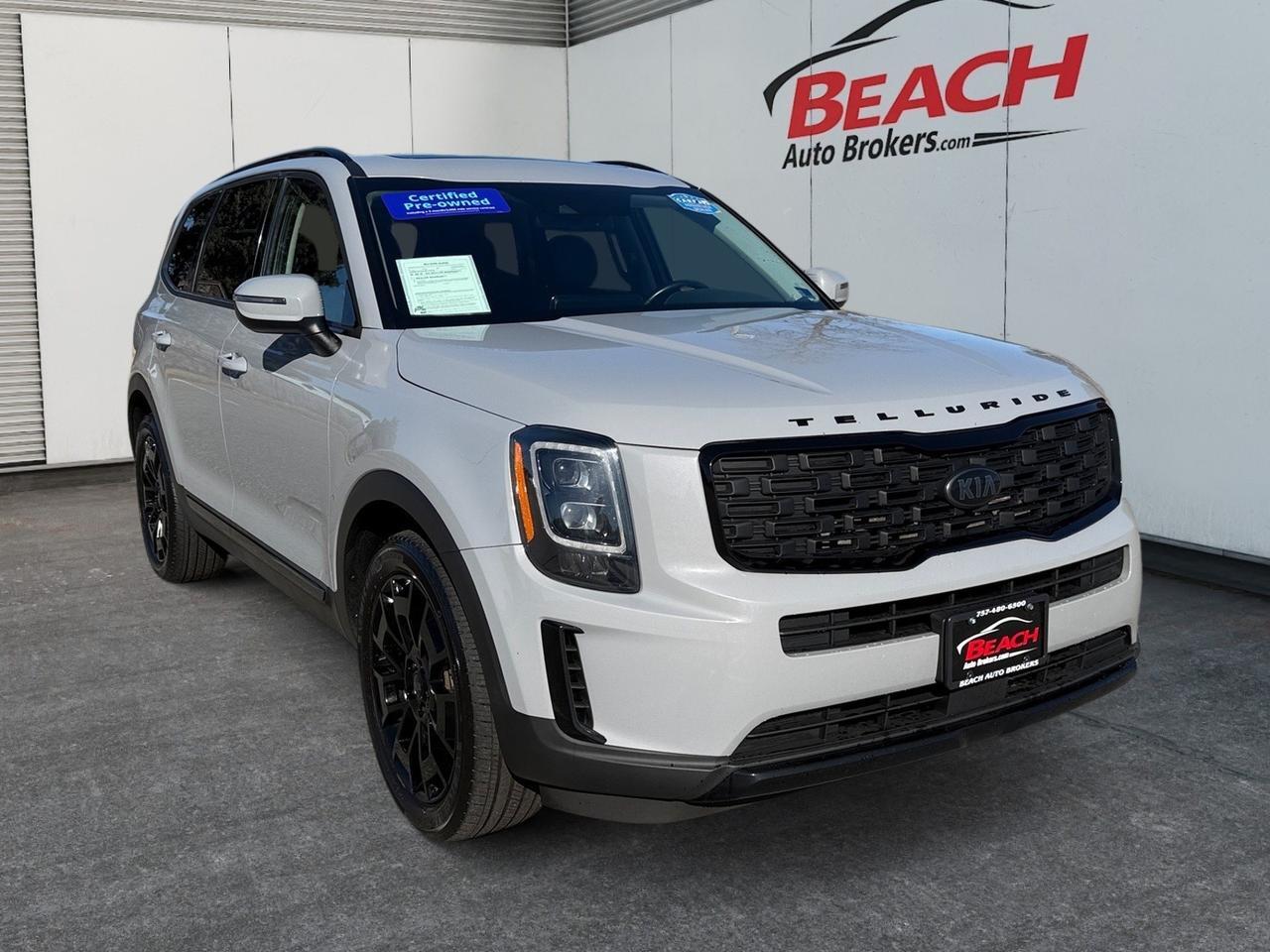 2021 Kia Telluride EX, HEATED AND VENTILATED SEATS, SUNROOF, POWER LIFTGATE, CAPTAINS CHAIRS, 3RD ROW, BLUETOOTH, POWER MIRRORS W/ BLINDSPOT ALERT, ONLY 1 OWNER, CLEAN CARFAX!