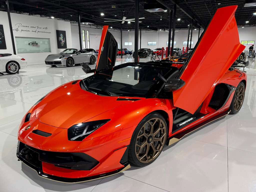 2021 Lamborghini Aventador SVJ Roadster Arancio Xanto paint, Ad Personam interior, exposed carbon "SVJ" AND MUCH MORE!!! Fort Lauderdale FL