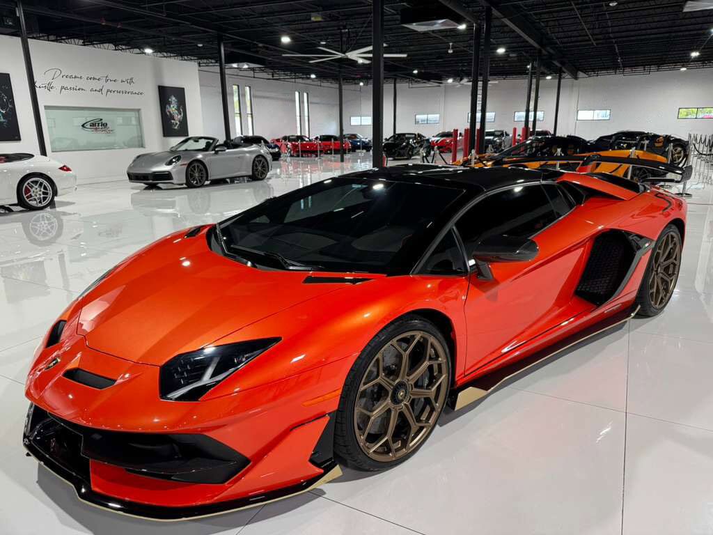 2021 Lamborghini Aventador SVJ Roadster Arancio Xanto paint, Ad Personam interior, exposed carbon "SVJ" AND MUCH MORE!!! Fort Lauderdale FL