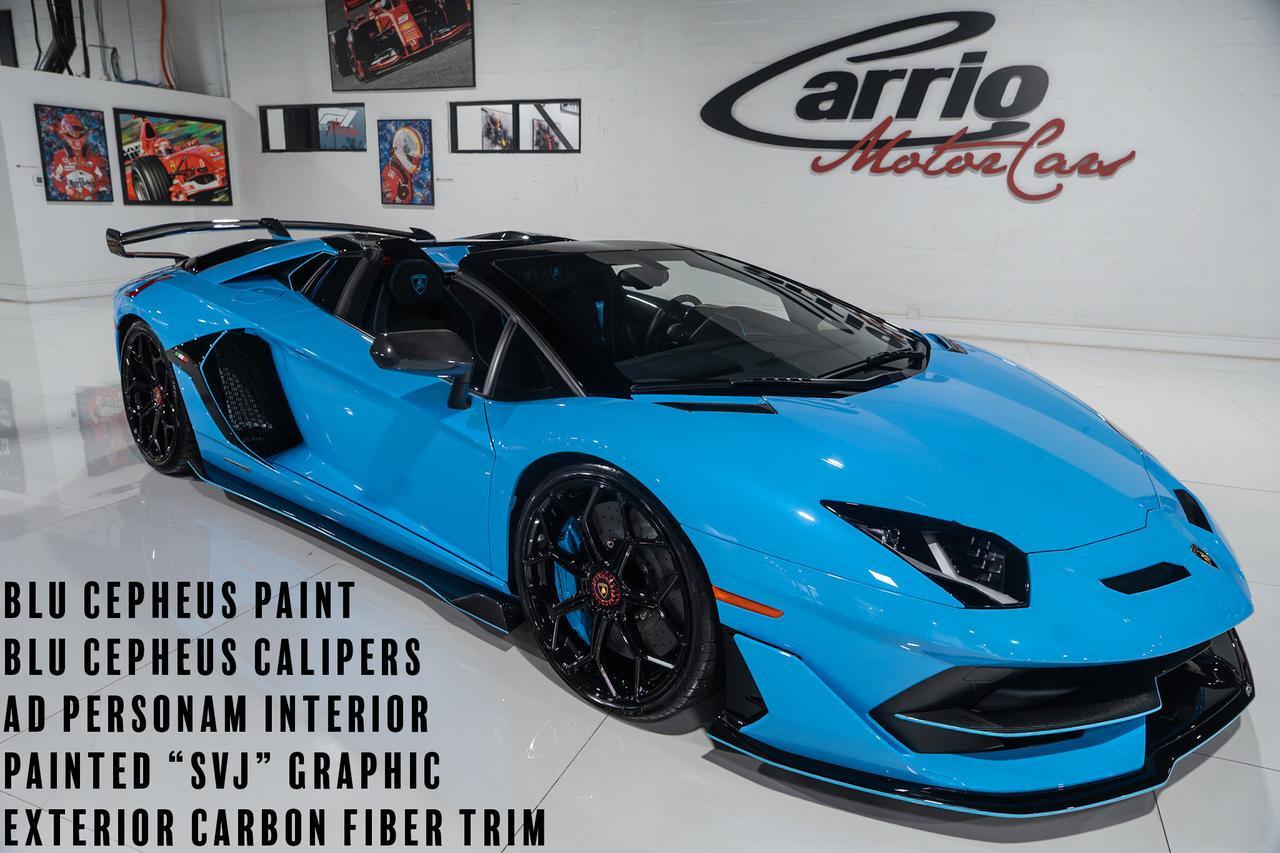 2021 Lamborghini Aventador SVJ Roadster Blu Cepheus paint/calipers, Ad Personam interior, painted "SVJ", carbon galore & MORE!!