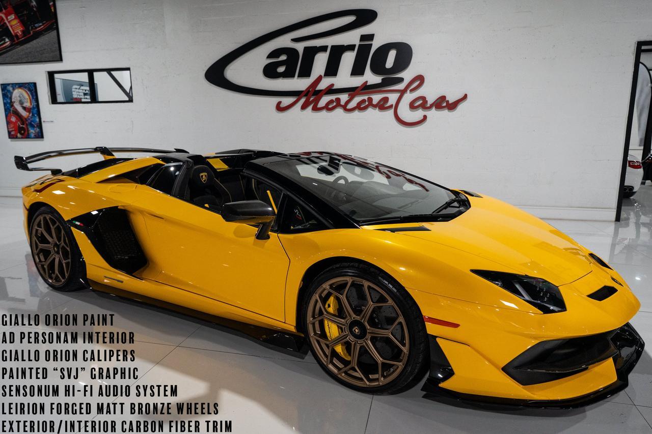2021 Lamborghini Aventador SVJ Roadster Giallo Orion paint, Ad Personam interior, Sensonum audio, carbon galore AND MUCH MORE!!