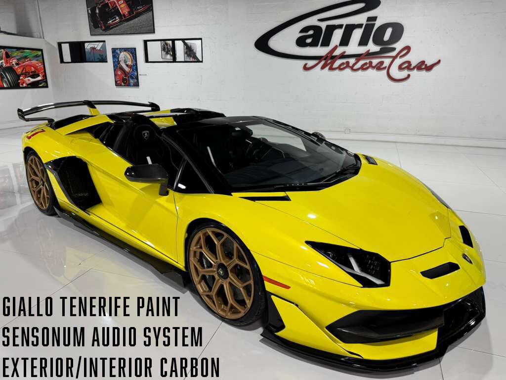 2021 Lamborghini Aventador SVJ Roadster Giallo Tenerife paint, comfort seats, Sensonum Audio system, carbon galore AND MORE!!