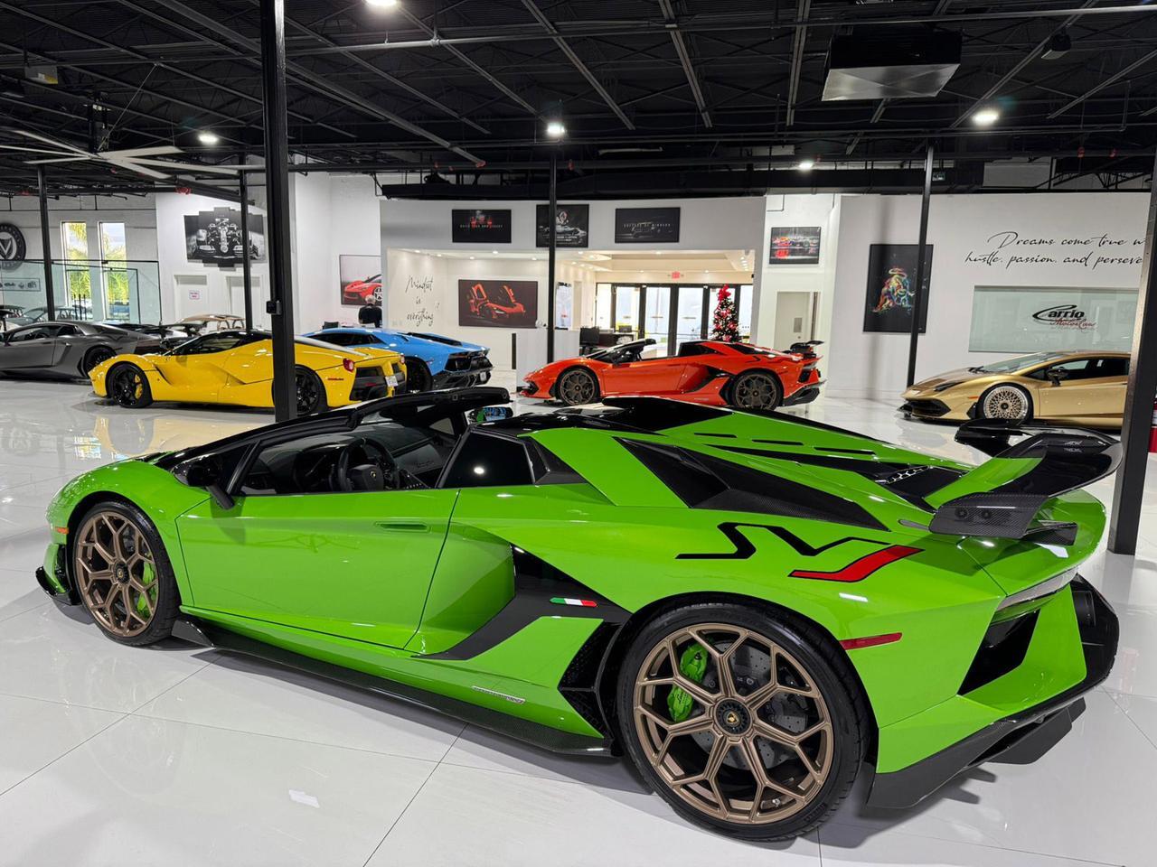2021 Lamborghini Aventador SVJ Roadster Verde Mantis paint, Ad Personam calipers, Sensonum audio, comfort seats & more!! Fort Lauderdale FL