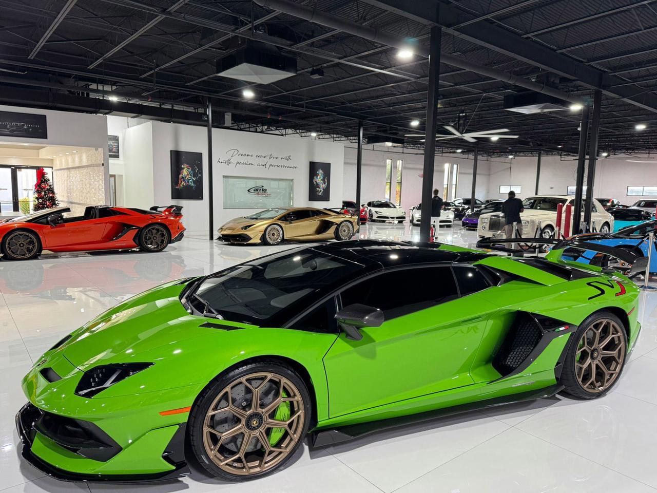 2021 Lamborghini Aventador SVJ Roadster Verde Mantis paint, Ad Personam calipers, Sensonum audio, comfort seats & more!! Fort Lauderdale FL