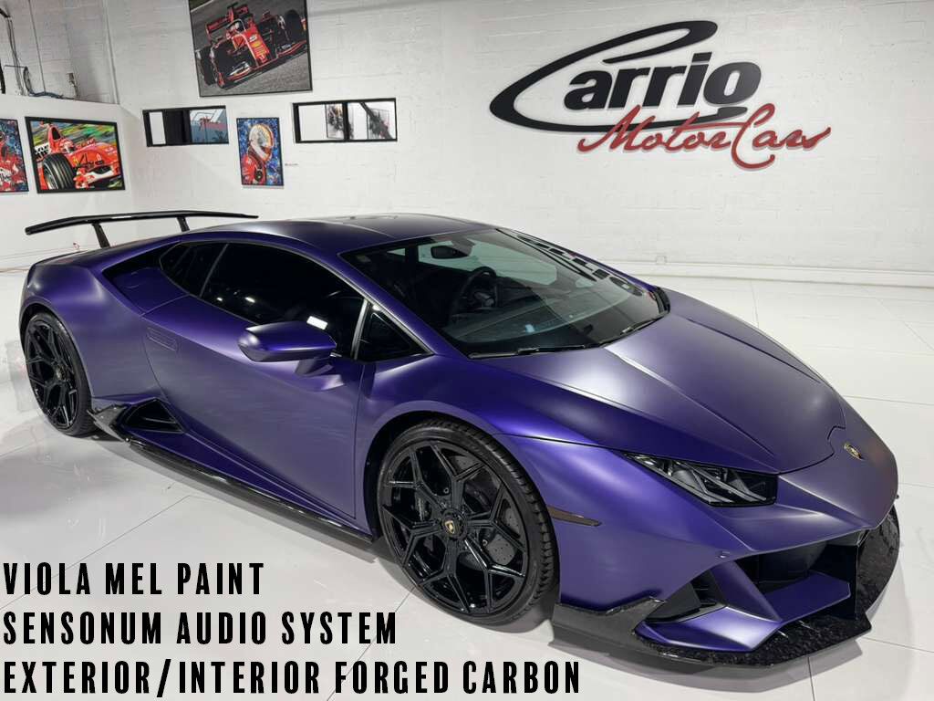 2021 Lamborghini Huracan EVO ALL-WHEEL DRIVE! Viola Mel paint, Sensonum audio system, forged carbon galore AND MUCH MORE!!