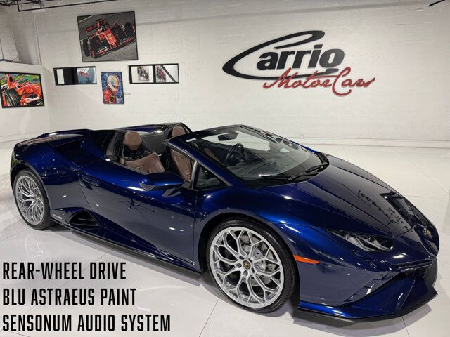 2021 Lamborghini Huracan EVO Spyder RWD Blu Astraeus paint, Sensonum audio system Fort Lauderdale FL