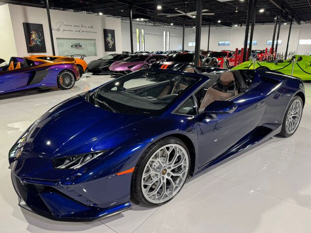 2021 Lamborghini Huracan EVO Spyder RWD Blu Astraeus paint, Sensonum audio system Fort Lauderdale FL