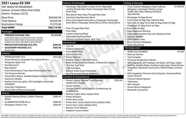 2021 Lexus ES 350 Raleigh NC