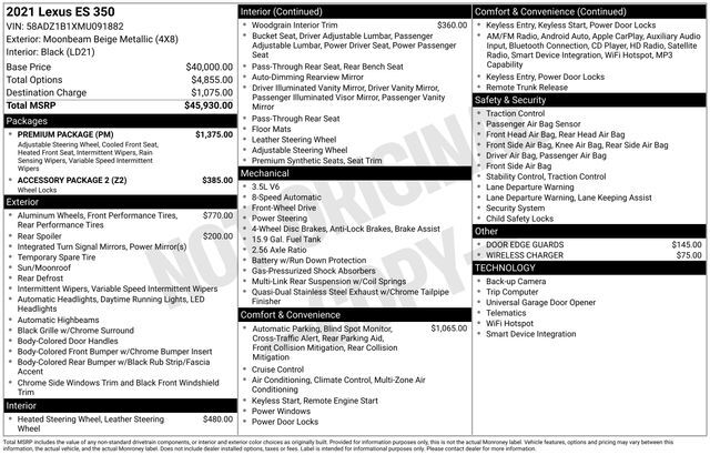 2021 Lexus ES 350 Raleigh NC