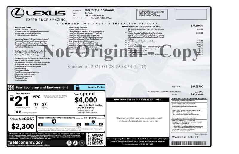 2021 Lexus LS 500 AWD